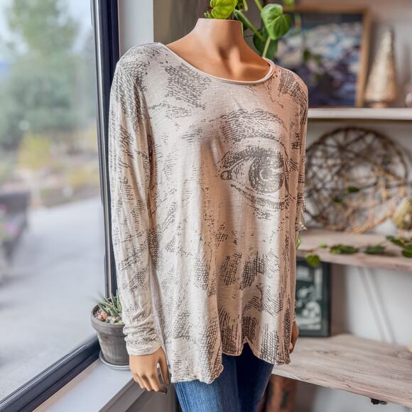 Magnolia Pearl All Seeing Eye Dylan Tee Oversized Long Sleeve, One Size Fits All - Picture 2 of 13